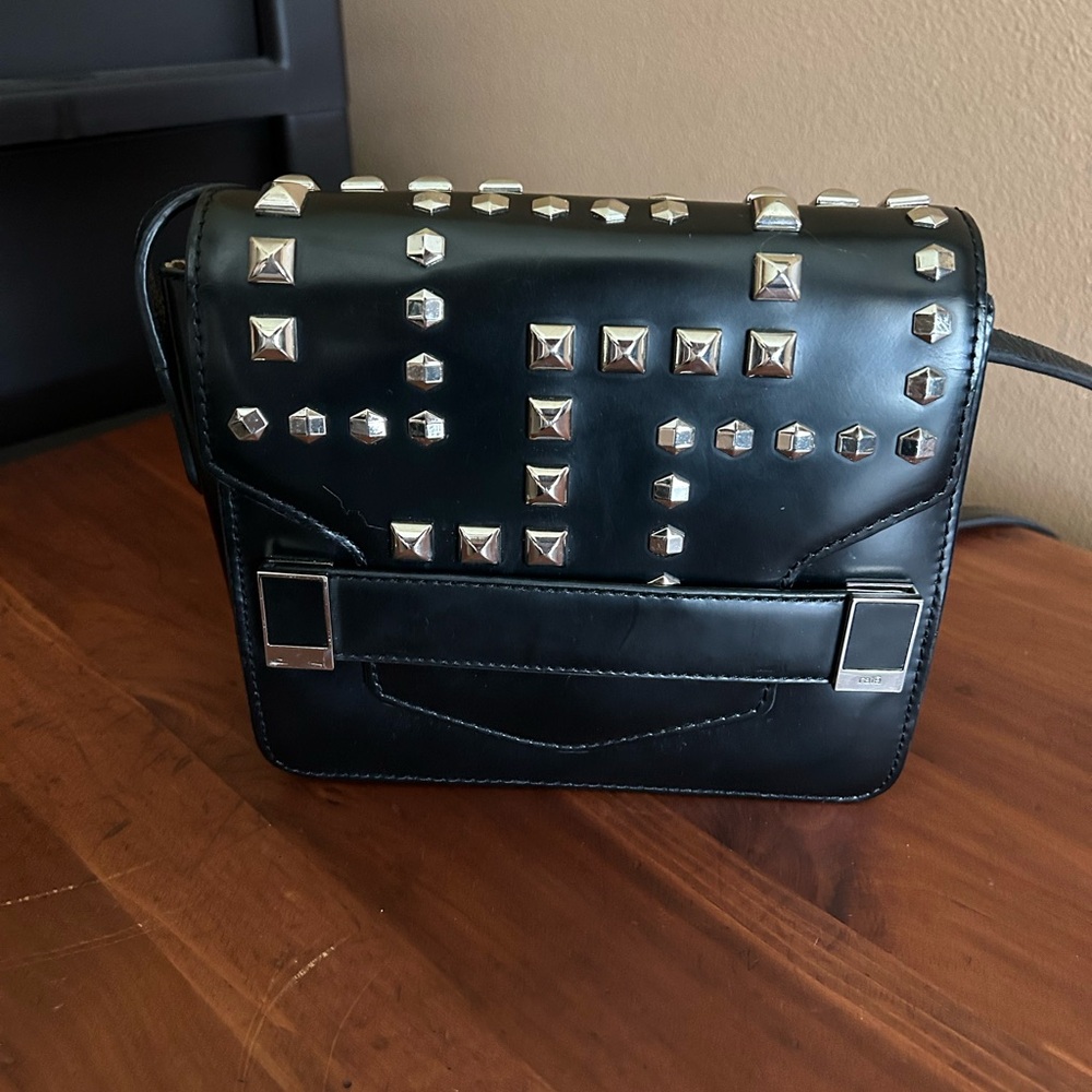 Rafe Black Crossbody Bag with Silver Studs